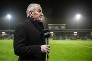 16 February 2024; Galway United manager John Caulfield is interviewed for LOITV before the SSE Airtricity Men's Premier Division match between Galway United and St Patrick's Athletic at Eamonn Deacy Park in Galway. Photo by Seb Daly/Sportsfile