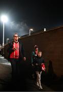 16 February 2024; Supporters arrive before the SSE Airtricity Men's Premier Division match between Derry City and Drogheda United at The Ryan McBride Brandywell Stadium in Derry. Photo by Ramsey Cardy/Sportsfile