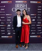 16 February 2024; Irish International's Stephen Doheny and Rebecca Stokell at the 12th Business Plus Irish Cricket Awards 2024 at Clontarf Castle Hotel in Dublin. Photo by Matt Browne/Sportsfile
