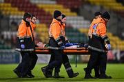 16 February 2024; Neil Farrugia of Shamrock Rovers is stretchered off the pitch during the SSE Airtricity Men's Premier Division match between Shamrock Rovers and Dundalk at Tallaght Stadium in Dublin. Photo by Ben McShane/Sportsfile