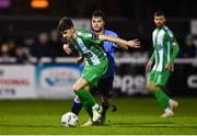 16 February 2024; Harry Groome of Bray Wanderers in action against Sean Brennan of UCD  during the SSE Airtricity Men's First Division match between Bray Wanderers and UCD at Carlisle Grounds in Bray, Wicklow. Photo by Tyler Miller/Sportsfile