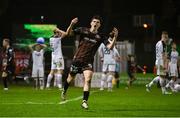 16 February 2024; James Clarke of Bohemians celebrates after scoring his side's second goal during the SSE Airtricity Men's Premier Division match between Bohemians and Sligo Rovers at Dalymount Park in Dublin. Photo by David Fitzgerald/Sportsfile