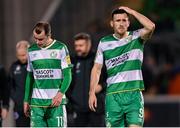 16 February 2024; Aaron Greene, right, and Sean Kavanagh of Shamrock Rovers after the SSE Airtricity Men's Premier Division match between Shamrock Rovers and Dundalk at Tallaght Stadium in Dublin. Photo by Stephen McCarthy/Sportsfile