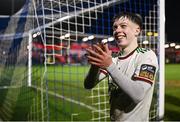 16 February 2024; Cathal O'Sullivan of Cork City celebrates after the SSE Airtricity Men's First Division match between Cork City and Kerry FC at Turner's Cross in Cork. Photo by Brendan Moran/Sportsfile