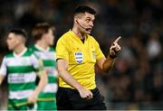 16 February 2024; Referee Rob Hennessy during the SSE Airtricity Men's Premier Division match between Shamrock Rovers and Dundalk at Tallaght Stadium in Dublin. Photo by Stephen McCarthy/Sportsfile