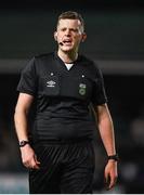 16 February 2024; Referee Oliver Moran during the SSE Airtricity Men's First Division match between Bray Wanderers and UCD at Carlisle Grounds in Bray, Wicklow. Photo by Tyler Miller/Sportsfile