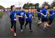 17 February 2024; Edel O'Malley, centre, on her way to finishing alongside, from left, Sophie Pratt, Michelle Roche, Darragh Fitzgerald and RTE Presenter Kathryn Thomas during the Operation Transformation 5K at Phoenix Park in Dublin. Photo by David Fitzgerald/Sportsfile