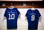 17 February 2024; The jerseys of Ross Byrne and Luke McGrath of Leinster are seen in the dressing room before the United Rugby Championship match between Leinster and Benetton at the RDS Arena in Dublin. Photo by Harry Murphy/Sportsfile