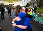 17 February 2024; Edel O'Malley, right, with Sophie Pratt after finishing the Operation Transformation 5K at Phoenix Park in Dublin. Photo by David Fitzgerald/Sportsfile