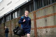 17 February 2024; Jamie Osborne of Leinster arrives before the United Rugby Championship match between Leinster and Benetton at the RDS Arena in Dublin. Photo by Harry Murphy/Sportsfile