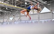 17 February 2024; Sommer Lecky of Finn Valley AC, Donegal, competing in the senior women's high jump during day one of the 123.ie National Senior Indoor Championships at the Sport Ireland National Indoor Arena in Dublin. Photo by Tyler Miller/Sportsfile