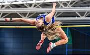 17 February 2024; Sommer Lecky of Finn Valley AC, Donegal, competing in the senior women's high jump during day one of the 123.ie National Senior Indoor Championships at the Sport Ireland National Indoor Arena in Dublin. Photo by Tyler Miller/Sportsfile