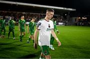 16 February 2024; Nathan Wood of Cork City makes his way onto the pitch before the SSE Airtricity Men's First Division match between Cork City and Kerry FC at Turner's Cross in Cork. Photo by Brendan Moran/Sportsfile