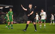 16 February 2024; Referee Daniel Murphy during the SSE Airtricity Men's First Division match between Cork City and Kerry FC at Turner's Cross in Cork. Photo by Brendan Moran/Sportsfile