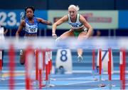 17 February 2024; Sarah Lavin of Emerald AC, Limerick, competing in the senior women's 60m hurdles heats during day one of the 123.ie National Senior Indoor Championships at the Sport Ireland National Indoor Arena in Dublin. Photo by Tyler Miller/Sportsfile