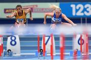 17 February 2024; Molly Scott of St Laurence O'Toole AC, Dublin, 120, competing in the senior women's 60m hurdles heats during day one of the 123.ie National Senior Indoor Championships at the Sport Ireland National Indoor Arena in Dublin. Photo by Tyler Miller/Sportsfile