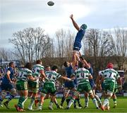 17 February 2024; Will Connors of Leinster wins possession in a lineout during the United Rugby Championship match between Leinster and Benetton at the RDS Arena in Dublin. Photo by Harry Murphy/Sportsfile