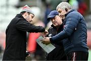 17 February 2024; Cork manager John Cleary, centre, with his selectors James Loughrey, left, and Kevin Walsh before the Allianz Football League Division 2 match between Cork and Cavan at SuperValu Páirc Ui Chaoimh in Cork. Photo by Piaras Ó Mídheach/Sportsfile