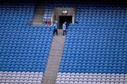 17 February 2024; Two Dublin supporters check the location of their seats, in the Cusack Stand, before the Allianz Football League Division 1 match between Dublin and Roscommon at Croke Park in Dublin. Photo by Ray McManus/Sportsfile