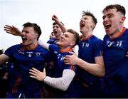 17 February 2024; MICL players, from left, Cathal Quinn, James Devaney, PJ Fanning and Conor Hennessy celebrate after the Electric Ireland Higher Education GAA Fitzgibbon Cup final match between University of Limerick and Mary Immaculate College at Tom Healy Park in Abbeydorney, Kerry. Photo by Brendan Moran/Sportsfile