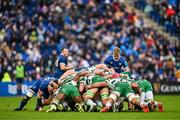 17 February 2024; A general view of a scrum during the United Rugby Championship match between Leinster and Benetton at the RDS Arena in Dublin. Photo by Ben McShane/Sportsfile