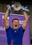 17 February 2024; MICL captain Colin O’Brien lifts the Fitzgibbon Cup after the Electric Ireland Higher Education GAA Fitzgibbon Cup final match between University of Limerick and Mary Immaculate College at Tom Healy Park in Abbeydorney, Kerry. Photo by Brendan Moran/Sportsfile