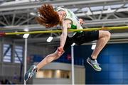 17 February 2024; Conor Penney of Craughwell AC, Galway, competing in the senior men's high jump during day one of the 123.ie National Senior Indoor Championships at the Sport Ireland National Indoor Arena in Dublin. Photo by Tyler Miller/Sportsfile