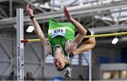17 February 2024; David Cussen of Old Abbey AC, Cork, competing in the senior men's high jump during day one of the 123.ie National Senior Indoor Championships at the Sport Ireland National Indoor Arena in Dublin. Photo by Tyler Miller/Sportsfile
