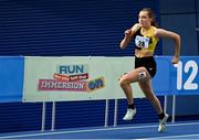 17 February 2024; Molly Daly of Kilkenny City Harriers AC, Kilkenny, competing in the senior women's 200m during day one of the 123.ie National Senior Indoor Championships at the Sport Ireland National Indoor Arena in Dublin. Photo by Tyler Miller/Sportsfile