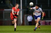 17 February 2024; Brendan Rogers of Derry in action against Gary Mohan of Monaghan during the Allianz Football League Division 1 match between Derry and Monaghan at Celtic Park in Derry. Photo by Ramsey Cardy/Sportsfile