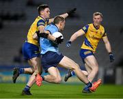 17 February 2024; Con O'Callaghan of Dublin is tackled by Brian Stack of Roscommon during the Allianz Football League Division 1 match between Dublin and Roscommon at Croke Park in Dublin. Photo by Ray McManus/Sportsfile