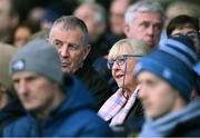 17 February 2024; Mary McGoff, wife of the late Dublin selector Shane O'Hanlon, with former Dublin County Board CEO John Costello during the Allianz Football League Division 1 match between Dublin and Roscommon at Croke Park in Dublin. Photo by Ray McManus/Sportsfile