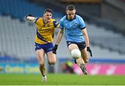 17 February 2024; Brian Fenton of Dublin in action against Diarmuid Murtagh of Roscommon during the Allianz Football League Division 1 match between Dublin and Roscommon at Croke Park in Dublin. Photo by Stephen Marken/Sportsfile