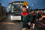 17 February 2024; Jordan Flynn of Mayo arrives before the Allianz Football League Division 1 match between Kerry and Mayo at Austin Stack Park in Tralee, Kerry. Photo by Brendan Moran/Sportsfile