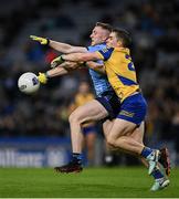 17 February 2024; Paddy Small of Dublin is tackled by David Murray of Roscommon during the Allianz Football League Division 1 match between Dublin and Roscommon at Croke Park in Dublin. Photo by Ray McManus/Sportsfile