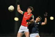 17 February 2024; Sam Callinan of Mayo in action against Dylan Geaney of Kerry during the Allianz Football League Division 1 match between Kerry and Mayo at Austin Stack Park in Tralee, Kerry. Photo by Brendan Moran/Sportsfile