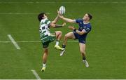 17 February 2024; Jacob Umaga of Benetton in action against Rob Russell of Leinster during the United Rugby Championship match between Leinster and Benetton at RDS Arena in Dublin. Photo by Seb Daly/Sportsfile