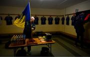 18 February 2024; Wicklow kitmen Eugene Dooley, left, and Declan Doyle prepare in advance of the Allianz Football League Division 3 match between Wicklow and Westmeath at Echelon Park in Aughrim, Wicklow. Photo by Ray McManus/Sportsfile