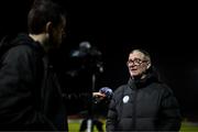 17 February 2024; Finn Harps manager Darren Murphy is interviewed after the SSE Airtricity Men's First Division match between Longford Town and Finn Harps at Bishopsgate in Longford. Photo by Stephen McCarthy/Sportsfile