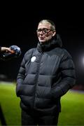 17 February 2024; Finn Harps manager Darren Murphy is interviewed after the SSE Airtricity Men's First Division match between Longford Town and Finn Harps at Bishopsgate in Longford. Photo by Stephen McCarthy/Sportsfile