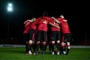 17 February 2024; Longford Town players huddle before the SSE Airtricity Men's First Division match between Longford Town and Finn Harps at Bishopsgate in Longford. Photo by Stephen McCarthy/Sportsfile