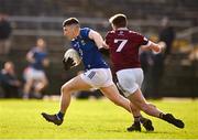 18 February 2024; Tom Moran of Wicklow is tackled by Conor Dillon of Westmeath during the Allianz Football League Division 3 match between Wicklow and Westmeath at Echelon Park in Aughrim, Wicklow. Photo by Ray McManus/Sportsfile