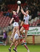 18 February 2024; Matthew Tierney of Galway in action against Brian Kennedy of Tyrone during the Allianz Football League Division 1 match between Tyrone and Galway at O'Neills Healy Park in Omagh, Tyrone. Photo by Ramsey Cardy/Sportsfile