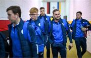 17 February 2024; Finn Harps goalkeeper Tim Hiemer, second from right, and team-mates arrive for the SSE Airtricity Men's First Division match between Longford Town and Finn Harps at Bishopsgate in Longford. Photo by Stephen McCarthy/Sportsfile