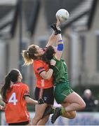 18 February 2024; Caroline O'Hanlon of Armagh and Meadhbh Byrne of Meath during the Lidl LGFA National League Division 1 Round 4 match between Meath and Armagh at Donaghmore Ashbourne GAA Club in Ashbourne, Meath. Photo by Seb Daly/Sportsfile