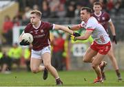 18 February 2024; Johnny McGrath of Galway in action against Darragh Canavan of Tyrone during the Allianz Football League Division 1 match between Tyrone and Galway at O'Neills Healy Park in Omagh, Tyrone. Photo by Ramsey Cardy/Sportsfile