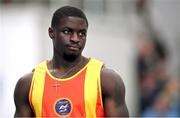 18 February 2024; Israel Olatunde of Tallaght AC, Dublin, after competing in the senior men's 60m during day two of the 123.ie National Senior Indoor Championships at the Sport Ireland National Indoor Arena in Dublin. Photo by Tyler Miller/Sportsfile