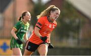 18 February 2024; Kelly Mallon of Armagh celebrates after scoring her side's second goal during the Lidl LGFA National League Division 1 Round 4 match between Meath and Armagh at Donaghmore Ashbourne GAA Club in Ashbourne, Meath. Photo by Seb Daly/Sportsfile