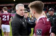 18 February 2024; Galway manager Pádraic Joyce and Rory Cunningham of Galway after the Allianz Football League Division 1 match between Tyrone and Galway at O'Neills Healy Park in Omagh, Tyrone. Photo by Ramsey Cardy/Sportsfile