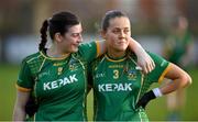 18 February 2024; Meath players Shelly Melia, left, and Aine Sheridan after their side's defeat in the Lidl LGFA National League Division 1 Round 4 match between Meath and Armagh at Donaghmore Ashbourne GAA Club in Ashbourne, Meath. Photo by Seb Daly/Sportsfile